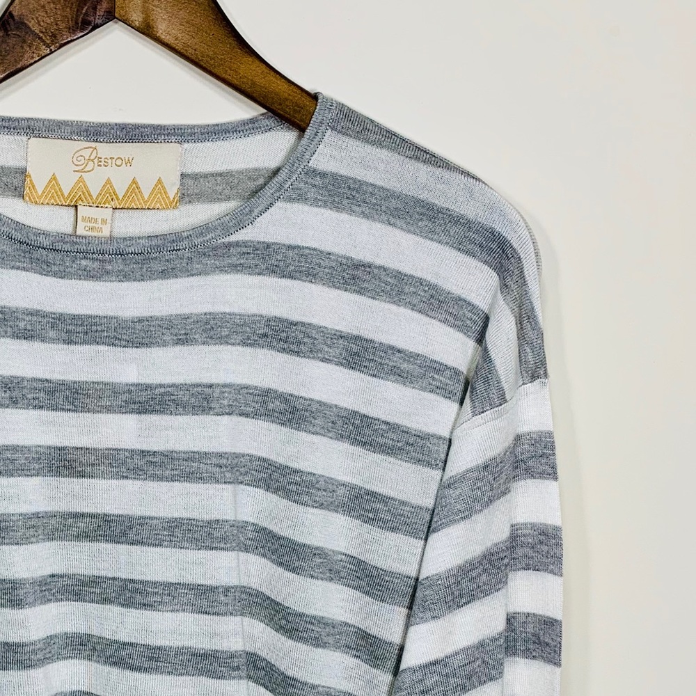 ⭐️ Grey Days Striped Fine Knit Top